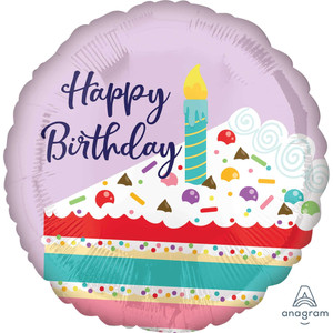 Balloon Foil 43cm Happy Birthday Purple Confetti Cake Balloon Foil 43cm Happy Birthday Purple Confetti Cake