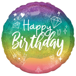 Balloon Foil 43cm Happpy Birthday Sparkle Holographic Balloon Foil 43cm Happpy Birthday Sparkle Holographic