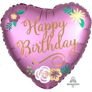 Balloon Foil 43cm Inflated Happy Birthday Pink Heart