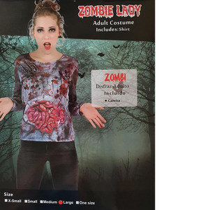 Costume Adult Zombie Lady T-sh Large Costume Adult Zombie Lady T-sh Large