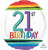 Balloon Foil 43cm 21st Inflated Birthday Rainbow