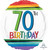 Balloon Foil 43cm 70th Inflated Birthday Rainbow