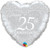 Balloon Foil Inflated Happy 25th Anniversary Silver Heart Shape