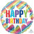 Balloon Foil 43cm Happy Birthday Striped Burst