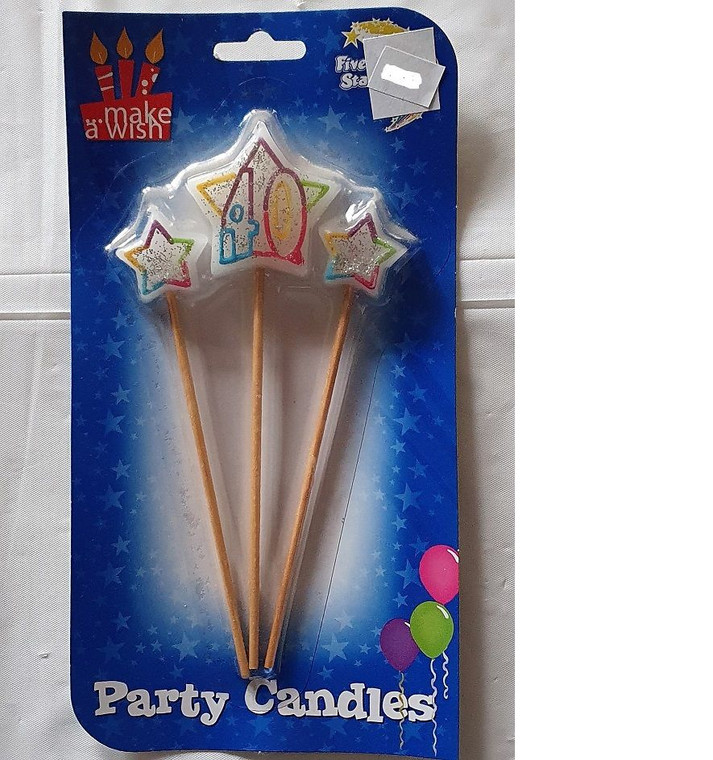 Candle 40 Star Pick Rainbow