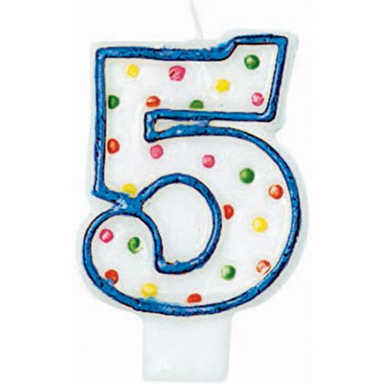 Candle 5 Numeral Polka Dots