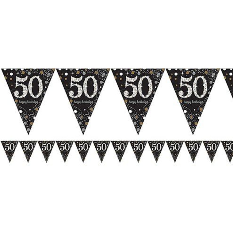Banner 50th Birthday Bunting Silver 4m