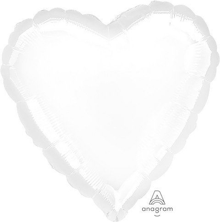 Balloon Foil 43cm Shape White Metallic Heart
