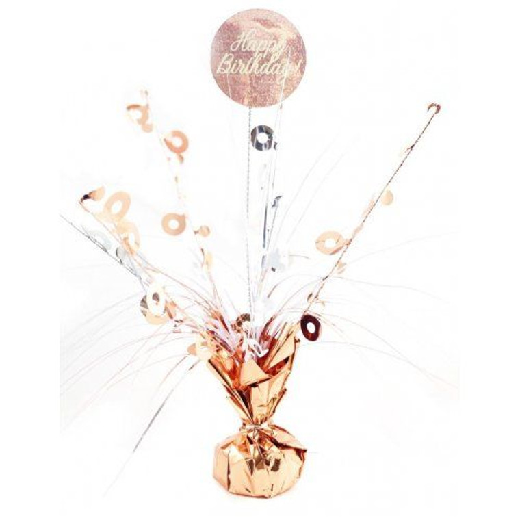 Centrepiece Happy Birthday Rose Gold & White