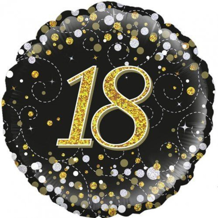 Balloon Foil 45cm 18 Inflated Sparkling Fizz Black & Gold Holographic Balloon Foil 45cm 18 Inflated Sparkling Fizz Black & Gold Holographic