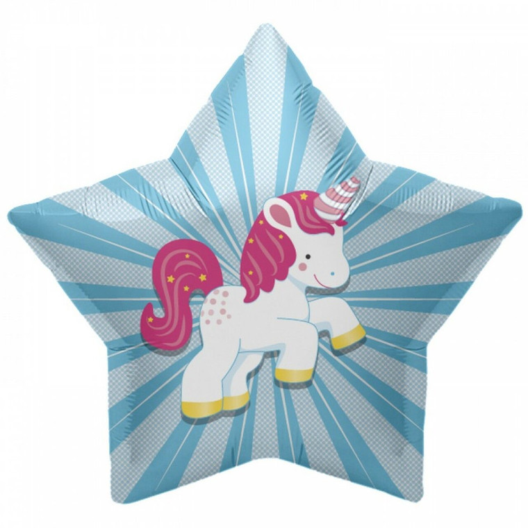 Balloon Foil 56cm Inflated Shape Unicorn Star