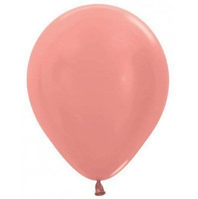 Balloon 30cm Inflated Hi-Float Metallic Rose Gold Latex Each