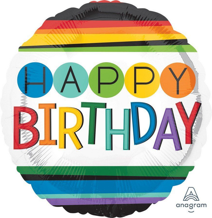 Balloon Foil 43cm Happy Birthday Rainbow