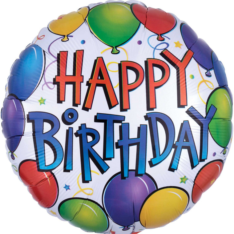 Balloon Foil 43cm Inflated Happy Birthday Balloon Fun
