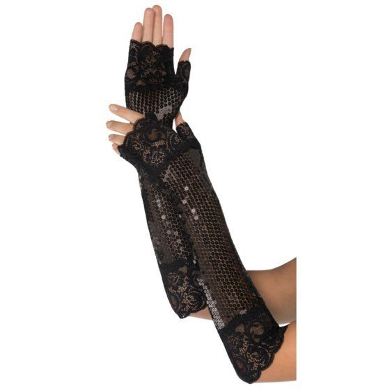 Gloves Fancy Sequin Black Roaring 20's