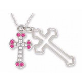 Pendant Cross in Bible Box - Pink/Purple