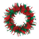 12-Inch Red and Green Feather Wreath