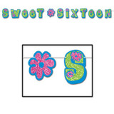 Glittered Sweet Sixteen Streamer - Blue/Light Green/Pink