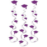 Printed Grad Cap Whirls-Purple