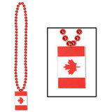 Beads w/Printed Canadian Flag Medallion