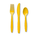 Yellow Plastic Assorted Cutlery - 24 ct.