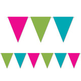 Cerise,Lime Green &Turquoise Pennant Banner