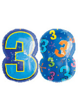 Jr Shape Number 3 Multicolored Balloon