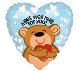 18-Inch Bear Big Hug Get Well Heart Shaped Balloon