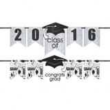 White Glitter Congrats Grad Custom Year Banner Kit