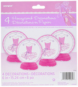 6-Inch Pink Ballerina Mini Honeycomb 4 Count