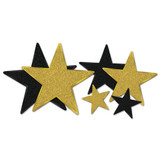 Glittered Black & Gold Foil Star Cutouts