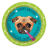 8 CT 9" Pug Puppy Birthday Plates