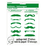 12 CT Green Mustache Finger Tattoos