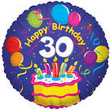 18 Inch Happy 30th Birthday Mylar Balloon