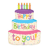 27" Girly Birthday Cake Foil Balloon
