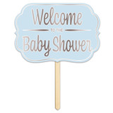 Welcome To The Baby Shower Foil Yard Sign - Blue