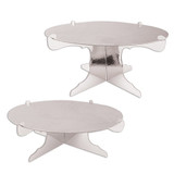 2 Piece Durable Metallic Cake Stands Cupcake Holder, 4"-6" x 12.5", Silver