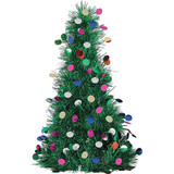 Green Tinsel Christmas Tree Centerpiece With Foil Ornaments