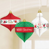 Traditional Christmas Honeycomb Hanging Decoration Kit