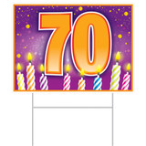 70th Birthday Yard Sign With Stakes