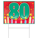 80th Birthday Yard Sign With Stake