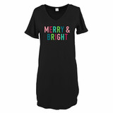 Hello Mello Holiday Sleep Shirt - Merry & Bright, Black, Small/Medium