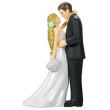 Bride & Groom with Bouquet Cake Topper
