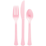 New Pink Heavy Weight Plastic Assorted Cutlery