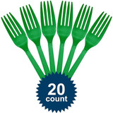 Festive Green Heavy Weight Plastic Forks