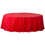84" Apple Red Plastic Round Tablecover