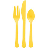 Yellow Sunshine Heavy Weight Plastic Assorted Cutlery