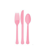 New Pink Heavy Weight Plastic Assorted Cutlery (Pack of 24)