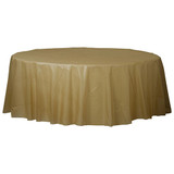 Gold Round Plastic Tablecover - 84"
