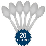 Silver Heavy Weight Plastic Spoons